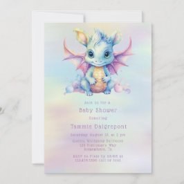 Pastel Niedlich Dragon Girl Babydusche Einladung