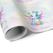 Pastel Niedlich Dragon Girl Babydusche Geschenkpapier (Rolleneckpunkt)