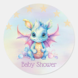 Pastel Niedlich Dragon Girl Babydusche Runder Aufkleber