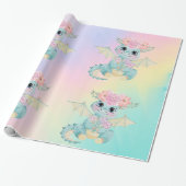 Pastel Niedlich Dragon Girl Birthday/Baby Dusche Geschenkpapier (Ungerollt)