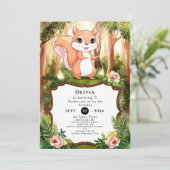 Pastel Niedlich Eichhörnchen Geburtstag Einladung (Stehend Vorderseite)