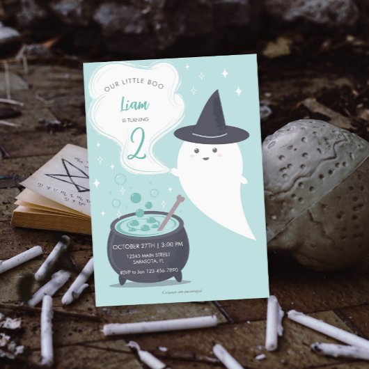 Pastel Niedlich Hexe Ghost Halloween Geburtstag Einladung