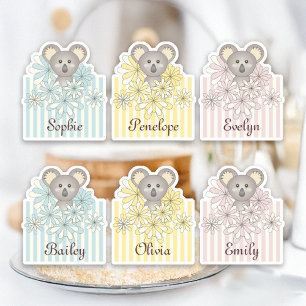 Pastel Niedlich Koala Tierkids Name Gastgeschenk Aufkleber