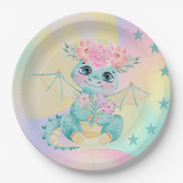 Pastel Niedlich Little Dragon Geburtstag/Babydusch Pappteller