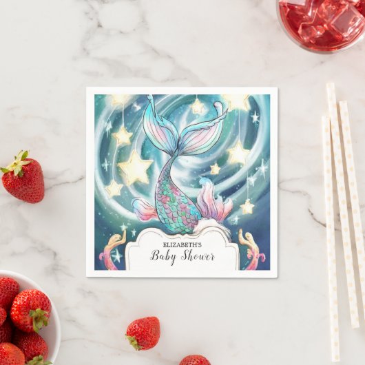 Pastel Niedlich Mermaid Babydusche Serviette (Beispiel)