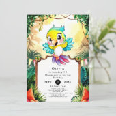 Pastel Niedlich Parrot Geburtstag Einladung (Stehend Vorderseite)