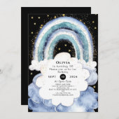 Pastel Niedlich Rainbow Geburtstag Einladung (Vorne/Hinten)