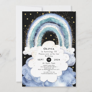 Pastel Niedlich Rainbow Geburtstag Einladung