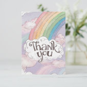 Pastel Niedlich Rainbow und Wolken Dankeskarte (Stehend Vorderseite)