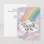 Pastel Niedlich Rainbow und Wolken Dankeskarte (Vorne/Hinten)