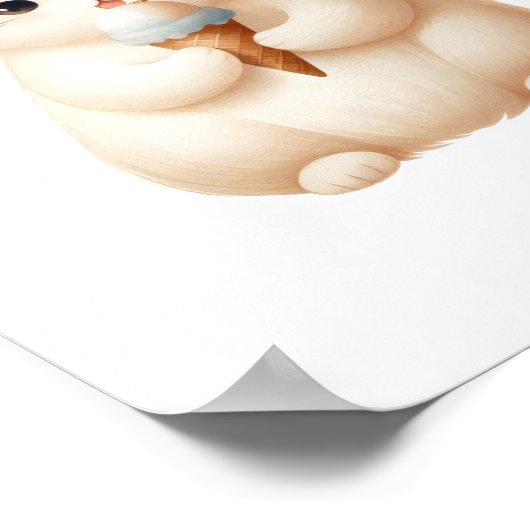 Pastel Niedlich Round Kitten mit Eiscreme Poster (Ecke)