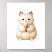 Pastel Niedlich Round Kitten mit Eiscreme Poster (Vorne)