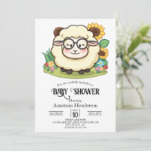 Pastel Niedlich Sheep Baby Dusche Einladung (Stehend Vorderseite)