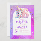 Pastel Niedlich Unicorn Girl Einladung (Vorderseite)