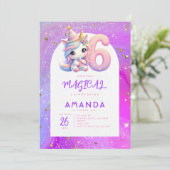 Pastel Niedlich Unicorn Girl Einladung (Stehend Vorderseite)