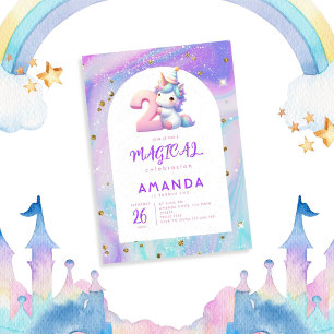 Pastel Niedlich Unicorn Girl Einladung