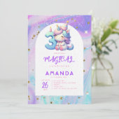Pastel Niedlich Unicorn Girl Einladung (Stehend Vorderseite)
