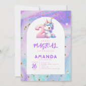 Pastel Niedlich Unicorn Girl Einladung (Vorderseite)