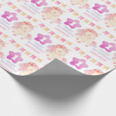 Pastel Niedlich Unicorn Party Flag Kindergeburtsta Geschenkpapier (Ecke)