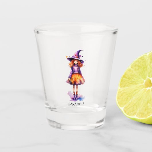 Pastel Niedlich Witch Girl - Halloween Ästhetik (2 Schnapsglas (Vorderseite)
