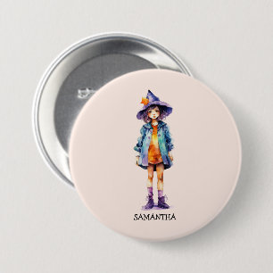 Pastel Niedlich Witch Girl Halloween Ästhetik Button