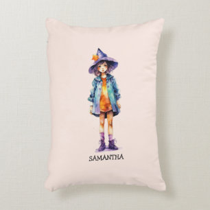Pastel Niedlich Witch Girl Halloween Ästhetik Dekokissen