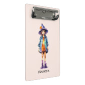 Pastel Niedlich Witch Girl Halloween Ästhetik Mini Klemmbrett (Schrägansicht)