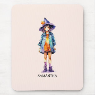 Pastel Niedlich Witch Girl Halloween Ästhetik Mousepad