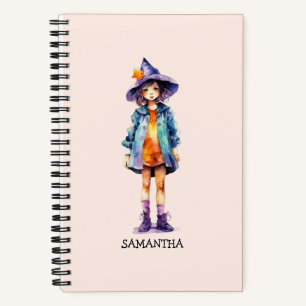 Pastel Niedlich Witch Girl Halloween Ästhetik Notizblock