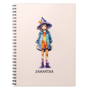 Pastel Niedlich Witch Girl Halloween Ästhetik Notizblock