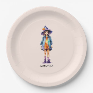 Pastel Niedlich Witch Girl Halloween Ästhetik Pappteller