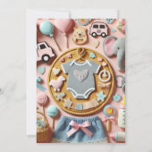 Pastel Niedliche Babyduschelemente Einladung (Rückseite)