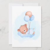 Pastel niedlicher Teddybär mit Ballons Babydusche Einladung (Rückseite)