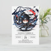 Pastel Ninja Scroll Geburtstag Einladung (Stehend Vorderseite)