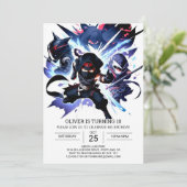 Pastel Ninja Überraschung Geburtstag Einladung (Stehend Vorderseite)