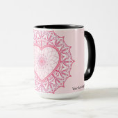 Pastel Nostalgia Pink Heart Mandala Aesthetic Tasse (VorderseiteRechts)