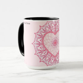 Pastel Nostalgia Pink Heart Mandala Aesthetic Tasse