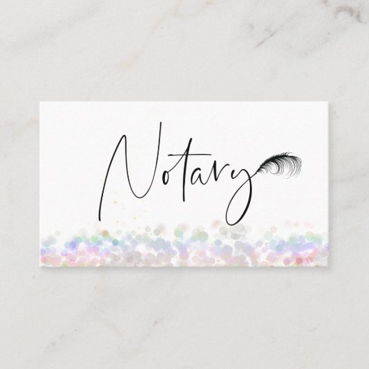 *~* Pastel NOTARY FOTO Pen Feather Signieren Agent Visitenkarte (Vorderseite)