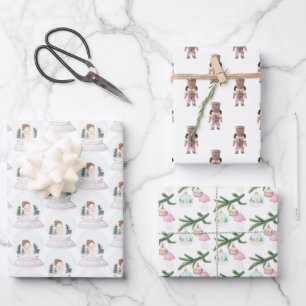 Pastel Nutcracker Ballerina Weihnachten Geschenkpapier Set
