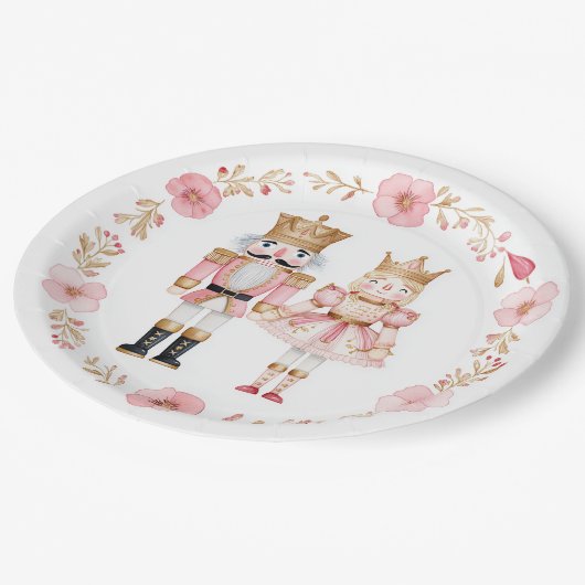Pastel Nutcracker Ballet Christmas Paper Plates Pappteller (Schrägansicht)