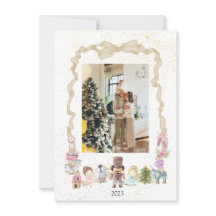 Pastel Nutcracker Ribbon Weihnachtsfotokarte