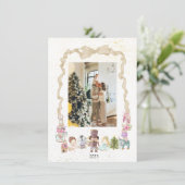 Pastel Nutcracker Ribbon Weihnachtsfotokarte Feiertagskarte (Stehend Vorderseite)