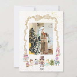 Pastel Nutcracker Ribbon Weihnachtsfotokarte Feiertagskarte