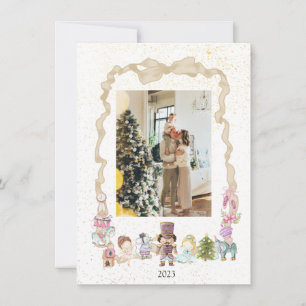 Pastel Nutcracker Ribbon Weihnachtsfotokarte Feiertagskarte