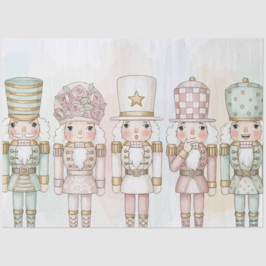 Pastel Nutcracker Toy Collection Watercolor Seidenpapier (Vorderseite)