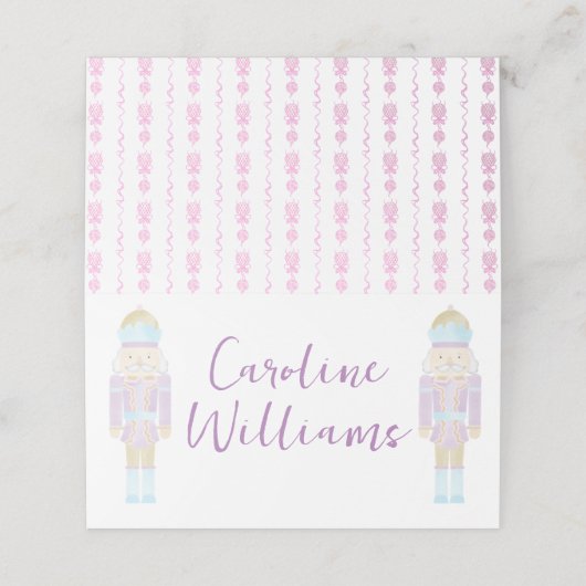 Pastel Nutcracker Weihnachtsfeier Platzkarte (Außenseite Aufgefaltet)