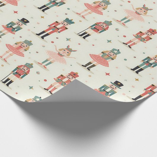 Pastel Nutcrackers und Ballerinas Geschenkpapier (Ecke)