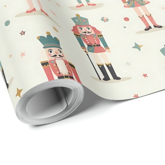 Pastel Nutcrackers und Ballerinas Geschenkpapier (Rolleneckpunkt)