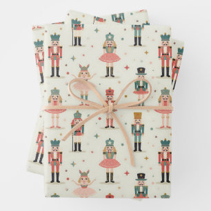 Pastel Nutcrackers und Ballerinas Geschenkpapier Set