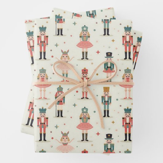 Pastel Nutcrackers und Ballerinas Geschenkpapier Set (Beispiel)